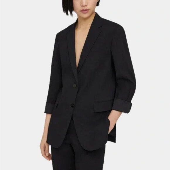 Theory Rolled-Sleeve Boyfriend Blazer Jacket | Black | Size 2 | NWT - Picture 9 of 10